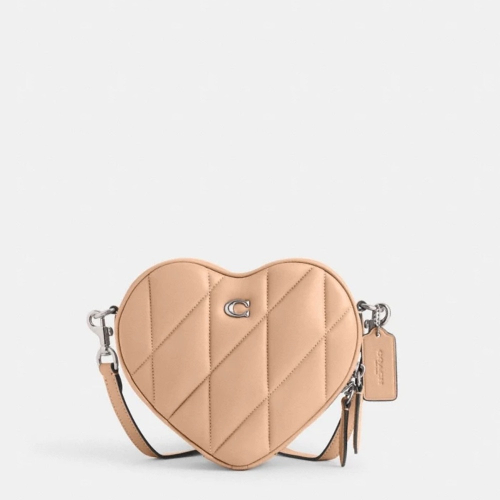 Heart Crossbody bag fine grain leather light brown